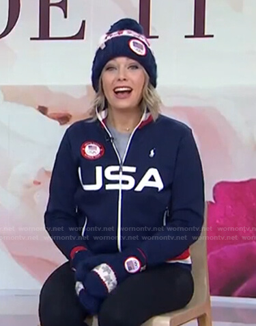 Dylan's navy USA track jacket on Today