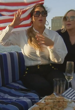 Emily's button embellished denim jeans on The Real Housewives of Orange County