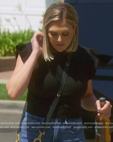 Gina's black ruffle cuff top on The Real Housewives of Orange County