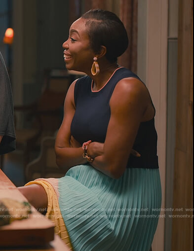 Helen's pleated colorblock dress on Sweet Magnolias