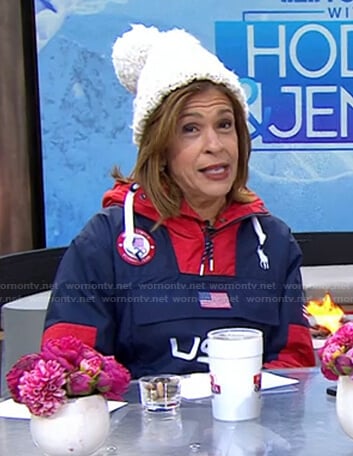 Hoda's navy and red USA jacket on Today