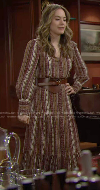 Hope's floral striped maxi dress on The Bold and the Beautiful