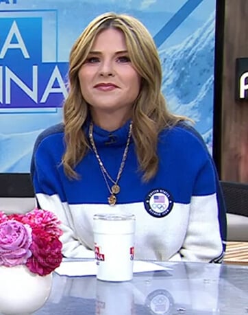 Jenna's blue and white colorblock sweater on Today