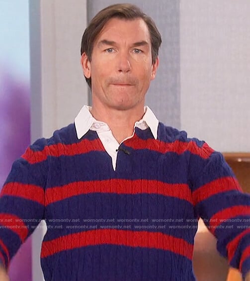 Jerry's striped ribbed sweater on The Talk