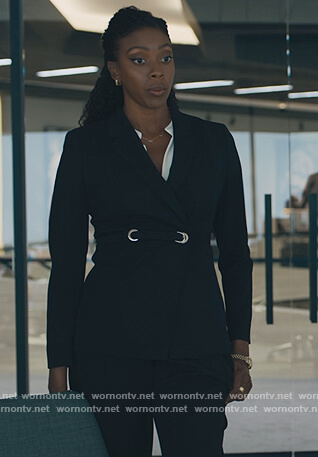 Kate's black belted blazer on Billions