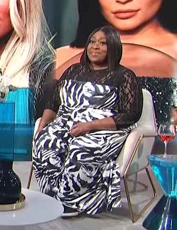 Loni's zebra print lace jumpsuit on E! News Daily Pop