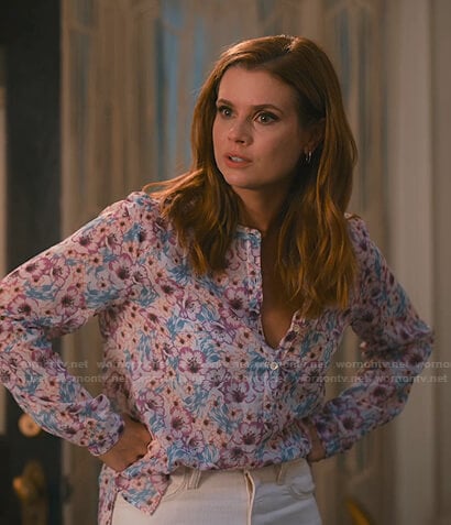 Maddie's floral blouse on Sweet Magnolias