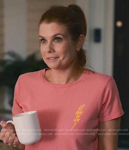 Maddie's pink bolt print tee on Sweet Magnolias