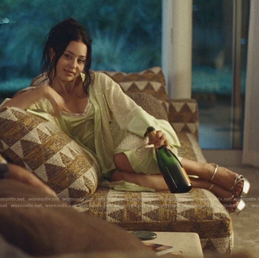Maddy's green embellished robe and chemise on Euphoria