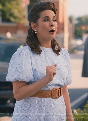 Mary's blue floral print maxi dress on Sweet Magnolias