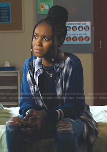 Naomi's blue plaid shirt on Naomi
