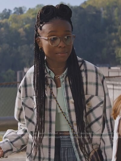 Naomi's white plaid oversized shirt on Naomi