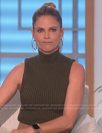 Natalie's green knit turtleneck top on The Talk