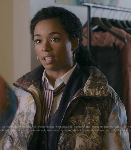 Neff's Da Vinci print puffer jacket on Inventing Anna