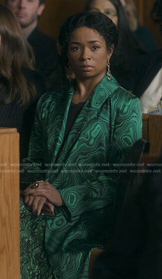 Neff's green marble print coat on Inventing Anna