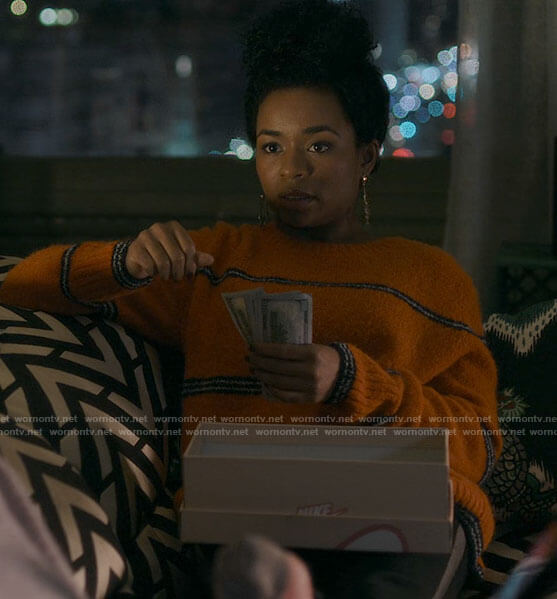 Neff's orange striped sweater on Inventing Anna