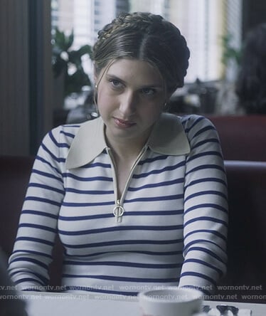 Nomi's striped long sleeve polo on Grown-ish