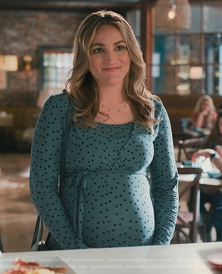 Noreen's teal heart print maternity top on Sweet Magnolias