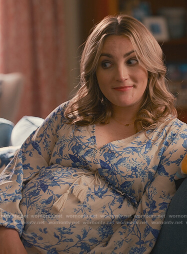 Noreen's blue floral print maxi dress on Sweet Magnolias