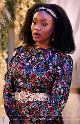 Olivia's black floral print mini dress on Black-ish