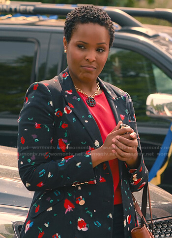 Peggy's black floral blazer on Sweet Magnolias