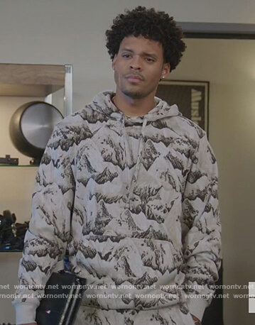 Mountain print hoodie on All American
