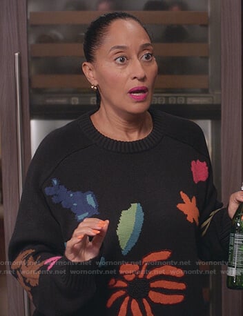 Rainbow's black floral sweater on Black-ish