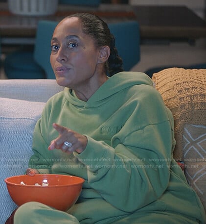 Rainbow's green hoodie and sweatpants on Black-ish