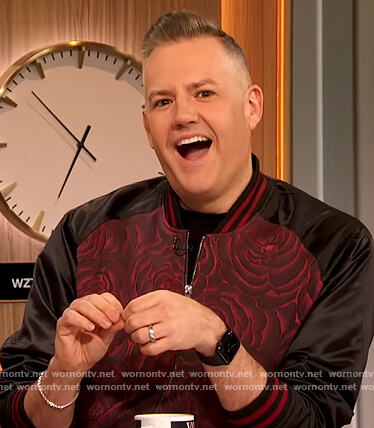 Ross's rose print bomber jacket The Drew Barrymore Show