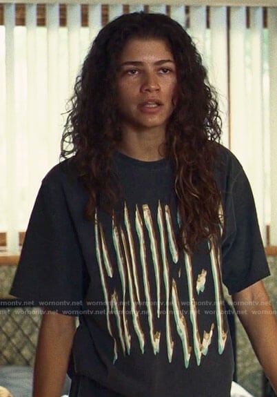 Rue's ANDREW t-shirt on Euphoria
