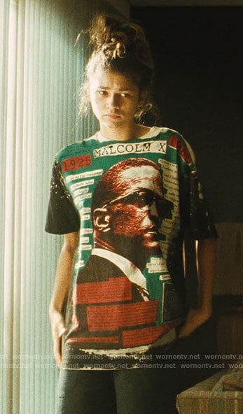 Rue's Malcolm X t-shirt on Euphoria