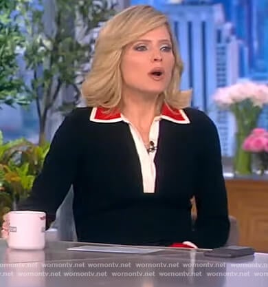 Sara's black colorblock sweater polo on The View
