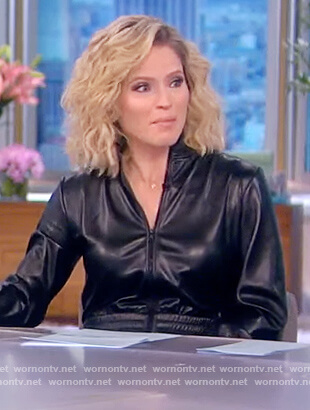 Sara's black leather jumpsuit on The View