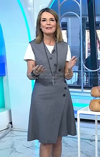 Savannah's grey asymmetric button dress on Today