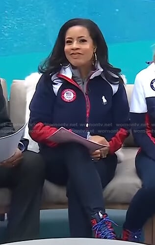 Sheinelle's navy track jacket on Today