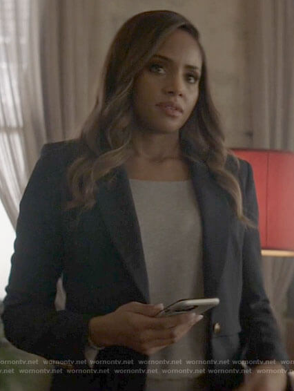 Sophie's navy layered blazer on Batwoman