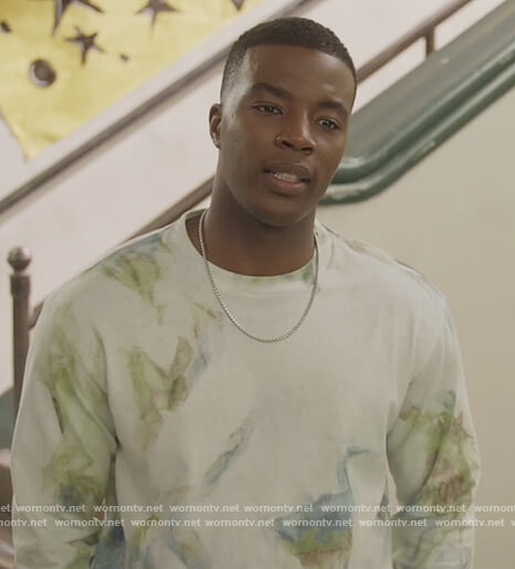 Spencer's white tie dye sweatshirt on All American