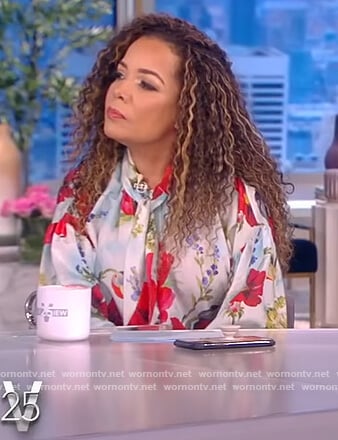 Sunny's blue floral print blouse on The View