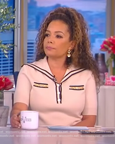 Sunny's white contrast trim polo on The View