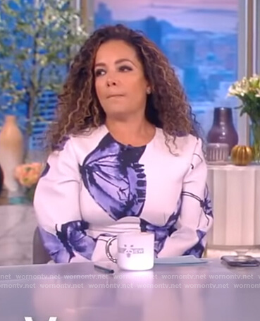 Sunny's white butterfly print dress on The View