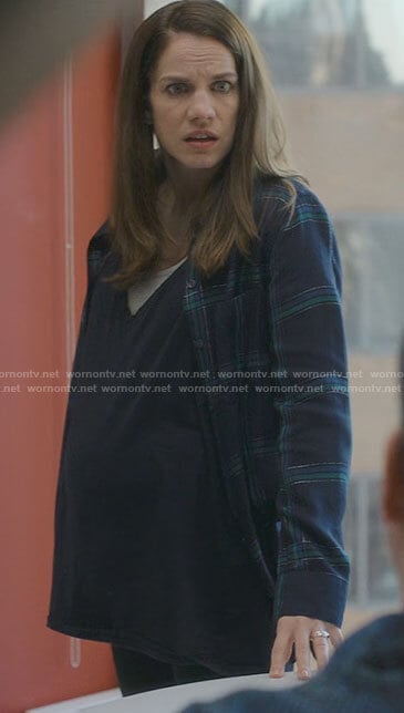 Vivian's navy plaid shirt on Inventing Anna