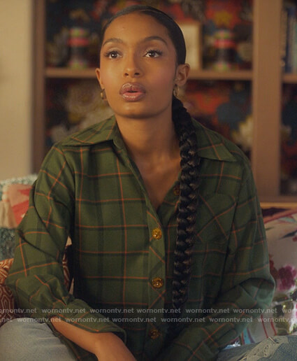 Zoey's green check shirt on Grown-ish