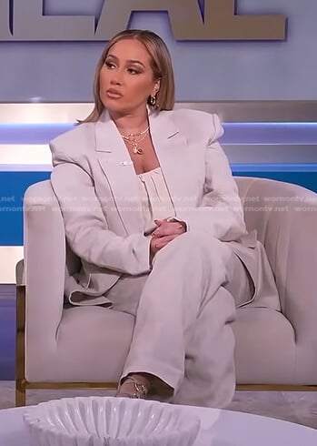 Adrienne's ivory blazer and pants on The Real