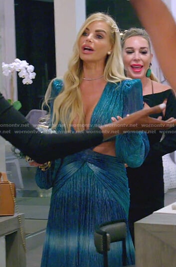 Alexia's blue metallic cutout maxi dress on The Real Housewives of Miami