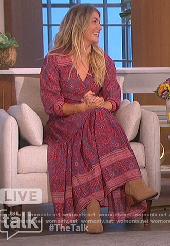 Amanda's pink floral tie top and skirt on The Talk