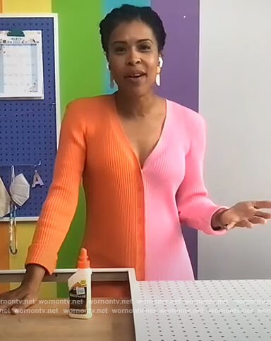 Amber Kemp Gerstel's colorblock ribbed dress on Tamron Hall Show