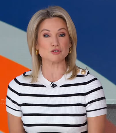 Amy's white striped top and side striped pants on Good Morning America