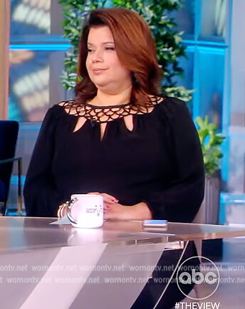Ana's black crochet neckline top on The View