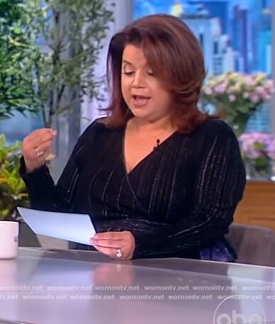 Ana's black metallic wrap dress on The View