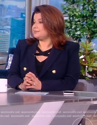 Ana's navy double breasted blazer on The View
